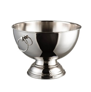 Bol à champagne rond en métal plaqué argent de style nouveau avec base, bol de rangement pour vin et cocktails pour les bars et les hôtels - Product Image 3