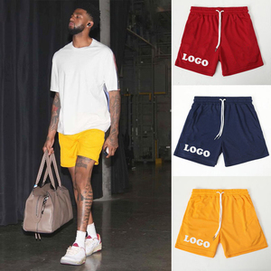 Shorts de basketball vintage décontractés pour hommes en tissu peigné uni, respirants, écologiques, séchage rapide, pour l'été, la gym et la course, avec cordon de serrage - Product Image 3