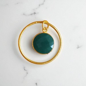 จี้พลอยโอนิกซ์สีเขียวทรงกลม10มม. จี้รูปพรรณประดับกระจุ๋มกระจิ๋มชุบทอง14K จี้เงินแบบทำมือ925ขายส่ง - Product Image 1