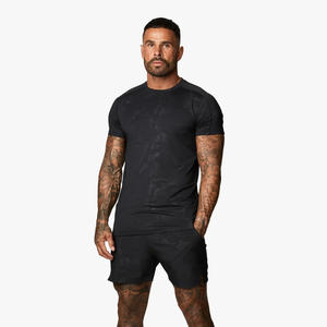 เสื้อยืดรัดรูปสำหรับผู้ชายเสื้อออกกำลังกายผ้าฝ้าย100% ลายพรางชุดออกกำลังกายเล่นกีฬาแห้งเร็วระบายอากาศได้ดีเลือกโลโก้ได้ตามต้องการ - Product Image 1