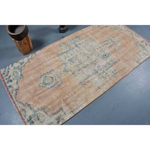 Alfombra de retazos azul marrón Vintage 3,4X7,2 pies área grande alfombra de área de algas marinas turcas látex para pasillo alfombra de habitación abstracta - Product Image 2