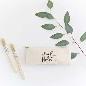 Portable Maid of Honor Linen <b>Makeup</b> Organizer Bag Cotton Canvas Pencil <b>Case</b> with Zipper Closure Travel Pouch Custom Logo Pattern - Product Image 3