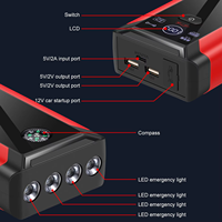 Démarreur de voiture d'urgence multifonctionnel à super condensateur, batterie externe 8000 mAh, courant de crête 1000 A, USB-C, lumière LED pour camion