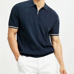 Fabricant de gros Mode hommes été tricoté 12GG Polo à manches courtes 40% Viscose 60% Polyester Polos - Product Image 5