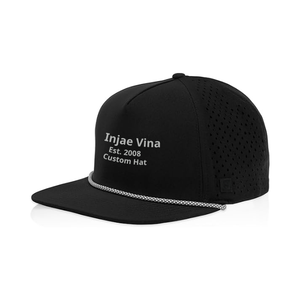 Chapeaux de golf perforés à 5 panneaux structurés au laser à faible taxe 100% Polyester Logo imprimé personnalisé Casquettes de corde à bord plat pour le sport - Product Image 3