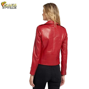 Classic Women's Soft Genuine Sheepskin & Lambskin Winter Motorcycle <b>Jacket</b> Autumn Zipper Short Leather <b>Jacket</b> for Autumn Winter - Product Image 5