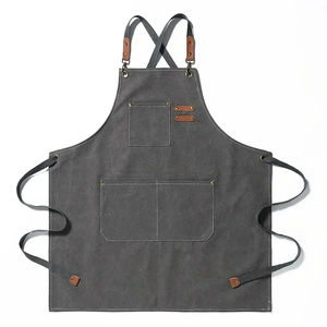 Chef Apron for <b>Men</b> Women, Canvas Aprons with Pockets-Cross Back Kitchen Apron for Cooking Grilling Baking BBQ Barber - Product Image 6
