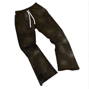 Pantalon de survêtement évasé vintage en éponge française pour homme Streetwear avec strass personnalisé Jogger Acid Washed Sun Faded Design Casual Flared - Product Image 5
