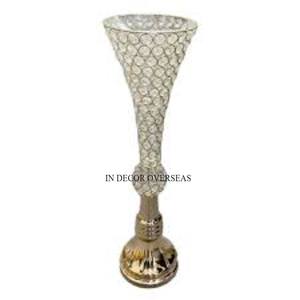 Classic Look Designer Clear Glass <b>Crystal</b> Beaded Attractive Look <b>Candle</b> Holder Votive With Stainless Steel Silver Color Stand - Product Image 6