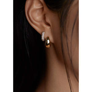Diamond Pav Dome <b>Huggie</b> Earrings - Product Image 4