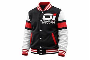 Chaqueta Universitaria de Alta Calidad al por Mayor, Chaqueta Bomber Negra y Blanca Personalizada con Botones a Presión, Chaqueta Universitaria de Dos Tonos - Product Image 2