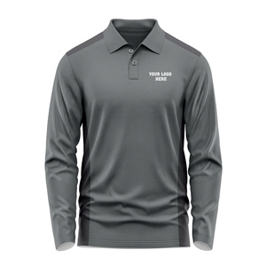 Polo de golf personnalisé pour hommes à manches longues en polyester/spandex extensible à séchage rapide vêtements de golf de coupe athlétique de l'usine du Vietnam - Product Image 5
