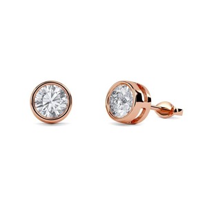 Pendientes de diseñador con diamantes de talla redonda engastados en bisel, 0.30 ct, diamantes cultivados en laboratorio en platino, para ocasiones especiales y fiestas. - Product Image 1
