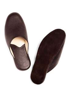 Tongs en cuir véritable noir marron faites à la main pour femmes pantoufles Design plat moderne Ms-wc-001 artisanale MS - Product Image 2