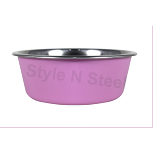 ชามอาหารสัตว์เลี้ยงแบบพกพาสีชมพูชามสเตนเลสชามสำหรับสัตว์เลี้ยงเก็บความร้อน - Product Image 1