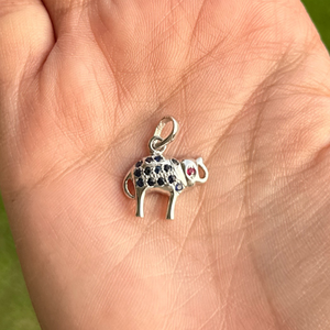 Venta caliente hecho a mano 925 plata esterlina Real Azul zafiro y rubí elefante forma minimalista colgante collar - Product Image 2