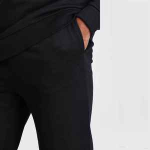 Sweat-shirt à capuche et à col zippé en molleton épais imprimé solide et écologique pour hommes, deux pièces avec logo personnalisé - Product Image 3