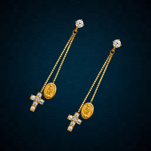 Top Design plaqué or alliage bijoux boucles d'oreilles à la mode chrétien religieux marie mère diamant clouté mode cerceau classique - Product Image 3