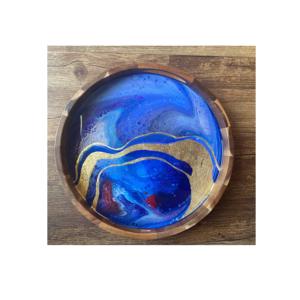 Ustensiles de cuisine Plateau de service rond pour hôtel Plateaux de service en bois de mangue avec imprimé pour la maison et le restaurant à un prix abordable - Product Image 5