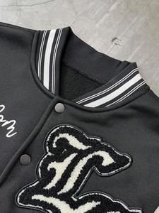 Veste à capuche hiver collège baseball personnalisée hommes noir laine sensation corps gris clair manches Varsity vêtements d'extérieur Streetwear - Product Image 3