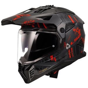 LS2 pioniere 2 pazzo casco nero-grigio-rosso - Product Image 1