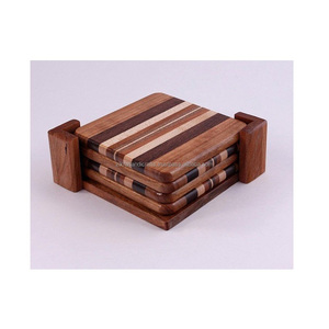 <b>Round</b> Coasters Set Wooden <b>Table</b> Pads & <b>Mats</b> Dinner Breakfast Design Natural Finishing Coaster for Home & <b>Table</b> Decor - Product Image 4