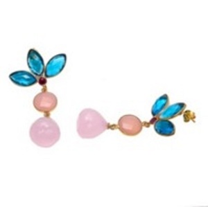 Boucles d'oreilles en argent Sterling 925, calcédoine et topaze bleue Hydro, forme ovale et poire, nouvel arrivage - Product Image 1