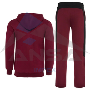 2024 New Design <b>Men's</b> Full Zip Sweat Suits Hooded Athletic Sports Tracksuit Set Solid Pattern for Winter Sports - Product Image 3