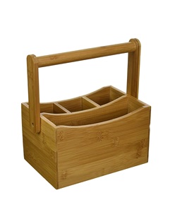 กล่องไม้ไผ่เก็บอุปกรณ์แบบแบนมีด้ามจับพับได้8-7/8 "x 5-1/2" x 9-1/4 "หีบไม้พร้อม14.5ลิ้นชัก * 10.6นิ้วสไตล์วินเทจ - Product Image 1