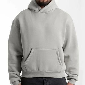 Sweat à capuche pour hommes en tissu mélangé avec poche kangourou sur le devant et capuche à cordon Logo personnalisé disponible - Product Image 1