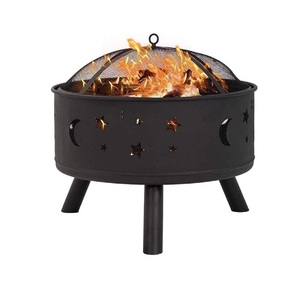 Garden Decor Black Iron <b>Fire</b> <b>Pit</b> <b>With</b> Spark Screen For Home Backyard Garden Indoor Outdoor Decorative Wood Burning <b>Fire</b> <b>Pit</b> - Product Image 4