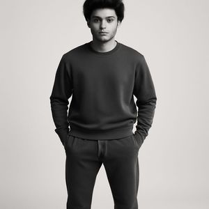 Ensemble de jogging en coton de haute qualité pour hommes pantalon de survêtement évasé avec logo personnalisé avec motif uni à capuche zippé - Product Image 4