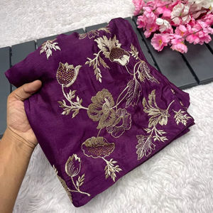 Sari de Chinon Suave con Hermoso Bordado Zari para Bodas y Fiestas, el Más Vendido para Mujeres y Niñas, Ropa Étnica - Product Image 1