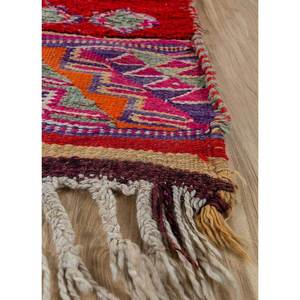 Alfombras de Lana Anudadas a Mano Nuray en Rojo y Naranja con Patrón Geométrico para Uso Doméstico-Pae-4327 - Product Image 4