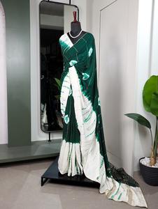 New Beautiful Viscose Chandelier Design with <b>Gota</b> Patti Lace Border Sari for Women - Product Image 5