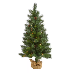 Arbre de Noël de table artificiel en PVC d'aspect naturel <span class=keywords><strong>sapin</strong></span> de Fraser pré-éclairé de 3 pieds 90CM avec lumière <span class=keywords><strong>LED</strong></span> claire pour la décoration intérieure - Product Image 1