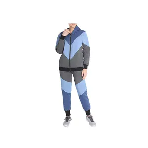 Nueva moda para mujer, venta al por mayor, de 2 piezas Sudadera con capucha, chándal liso en blanco con logotipo impreso personalizado, chándal con cremallera para niñas - Product Image 1