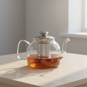 Théière en verre borosilicate de haute qualité 3306319-1.0, durable, résistante à la chaleur, style nordique, gain de place, 1000 ml, acier inoxydable - Product Image 2