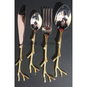 Fourniture directe d'usine de matériaux de haute qualité en métal plaqué or robuste ensemble de couverts avec poignées de créateurs modernes - Product Image 6