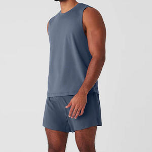 Camiseta sin mangas ajustada para hombre, material ligero y cómodo para uso diario informal, suave para actividades de entrenamiento de gimnasia, diseño de cuello - Product Image 6