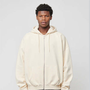 Sudadera con capucha de felpa francesa de algodón 100% de alta calidad para hombre, cremallera completa personalizada con hombros caídos para estampado de soplo para invierno - Product Image 1