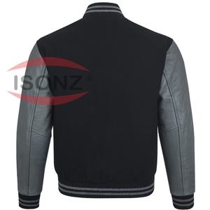 Chaqueta Universitaria de Béisbol para Hombre, Estilo Urbano, Invierno, con Bordado Chenille, Mangas de Cuero, 100% Lana Gruesa - Product Image 3