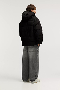 เสื้อแจ็คเก็ตพัฟเฟอร์บุหนาแบบมีฮู้ดสีดำสำหรับผู้ชายรุ่นใหม่ล่าสุดจาก Lupin Felt เสื้อกันลมแบบหนาสำหรับฤดูหนาว - Product Image 2