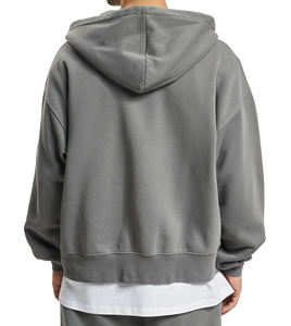 Venta al por mayor de sudaderas lisas de calle para hombre, sudaderas con capucha de algodón de peso pesado con logotipo personalizado para hombre, sudaderas con hombros caídos para hombre 2026 - Product Image 2