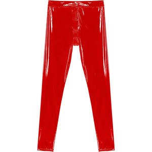 กางเกงคาวบอยหนัง PU สำหรับผู้ชาย,เสื้อผ้าแฟชั่นสำหรับฤดูหนาวใบไม้ร่วงกางเกงหนังสีพื้นหนาเอวสูง - Product Image 6