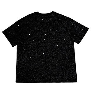 T-shirt unisexe en tricot de haute qualité, orné de strass, manches courtes, respirant, 100% coton, mode formelle, vêtements de rue pour hommes - Product Image 1