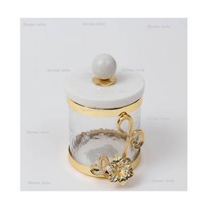 Superior Quality <b>Glass</b> Sweets Jar With Marble Lid Round Shape Customized Size Tea Sugar Storage Box In India - Product Image 3