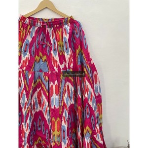 Venta al por mayor túnica india de algodón vestido largo Maxi con Ikat falda estampada transpirable de dos neumáticos ropa de mujer trajes bohemios - Product Image 2