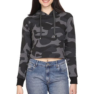 Latest Fashion Winter <b>Long</b> <b>Sleeve</b> <b>Crop</b> Top Hoodie Women Front Custom Logo Printed Streetwear for Sale Women's <b>Crop</b> Top Hoodies - Product Image 1