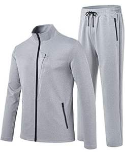 Ensemble de survêtement deux pièces pour homme en coton 100% noir uni, réversible, veste zippée intégrale et pantalon de survêtement, pour l'entraînement physique, le jogging - Product Image 3